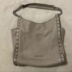 Michael Kors Studded Two Strap Leather Hobo Shoulder Bag